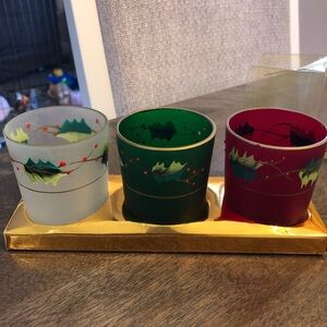 Festive Holiday Candle Holders Set